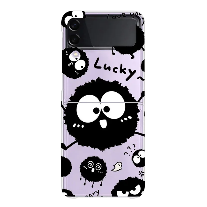 مضحك الكرتون الفحم الكرة حالة شفافة ، الغطاء الصلب لسامسونج غالاكسي Z الوجه 5 ، ZFlip 6 ، واضحة