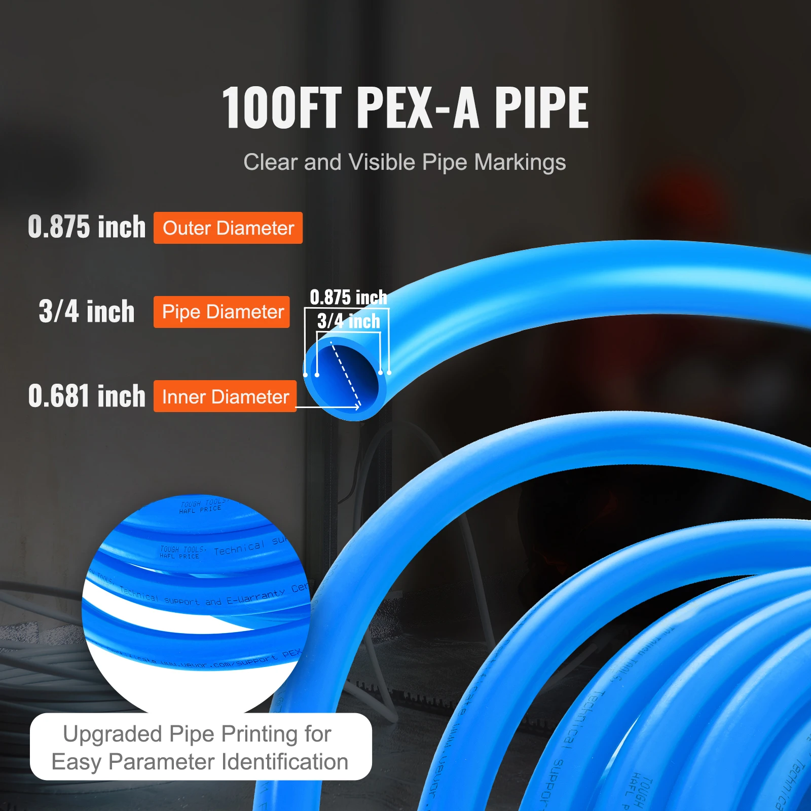 SucceBuy ท่อ PEX 3/4 นิ้วความยาว 100 ฟุต PEX-A ท่อยืดหยุ่นท่อสีฟ้าสําหรับน้ําดื่มร้อน/เย็นคืนได้อย่างง่ายดาย
