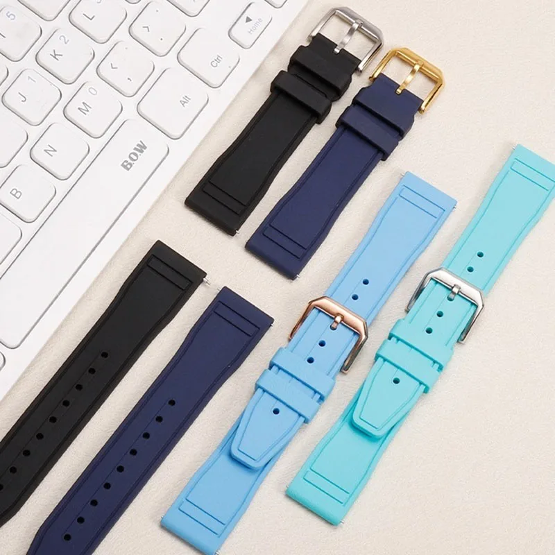 20mm 21mm 22mm Fluororubber Watch Strap for IWC Portuguese Pilots Citizen Oris Tissot Speedy FKM Rubber Strap Men Wristband