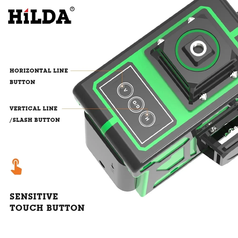 HILDA 3D New Style 12 linee livello Laser autolivellante 360 croce orizzontale e verticale linea di raggio Laser verde Super potente