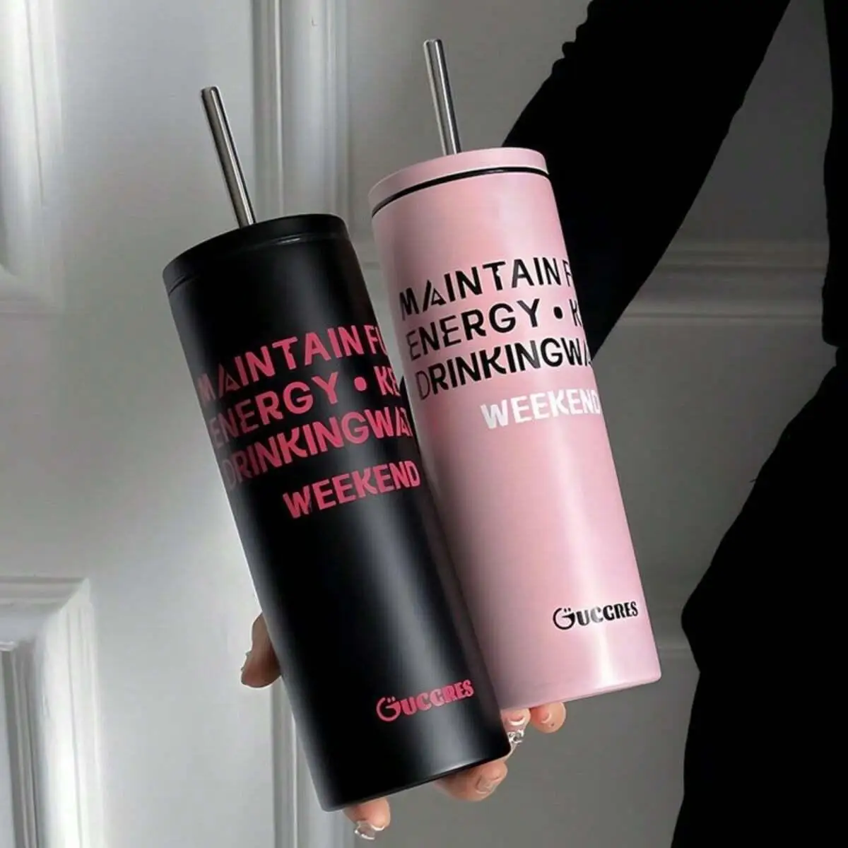 High Aesthetic Insulated Straw Bottle, Large Capacity Student Travel Cup, Home & Car Use Thermal Mug, Stylish Drinkware