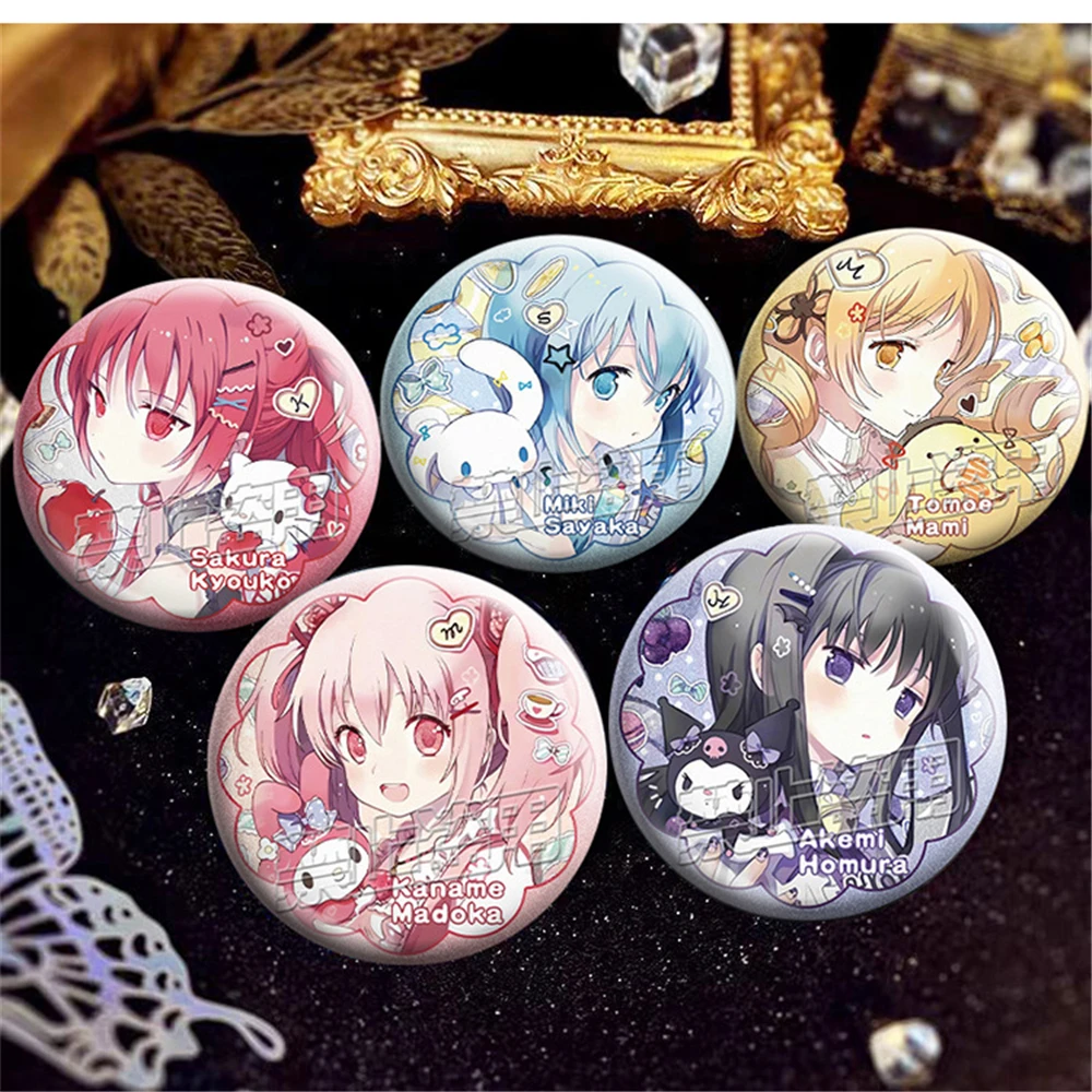 58mm Anime Puella Magi Madoka Magica Kawaii‌ Akemi Homura Miki Sayaka Cosplay COSTUME Badge Pin SPTE Tinplate Brooch﻿ Prop Gilf