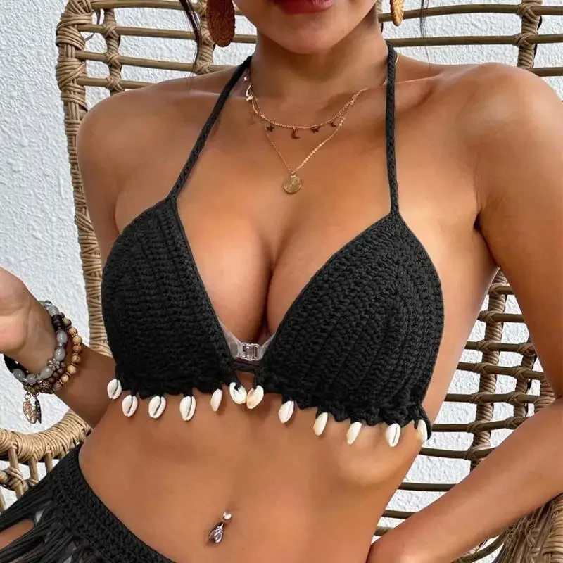 

Women Knitted Beach Swimsuit Tops Tie Backless Swim Top Swimsuit Bra Bathing Suits Top for Beachwear 69HD