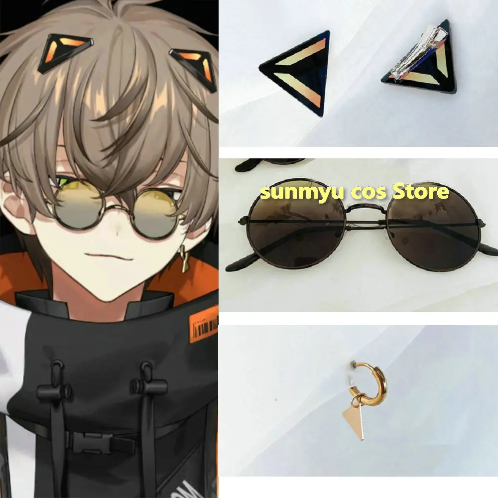 Alban Knox cosplay Vtuber Hairpin Headwear Glasses Earring Earclip  VTuber Alban Knox Cosplay Accessories Props