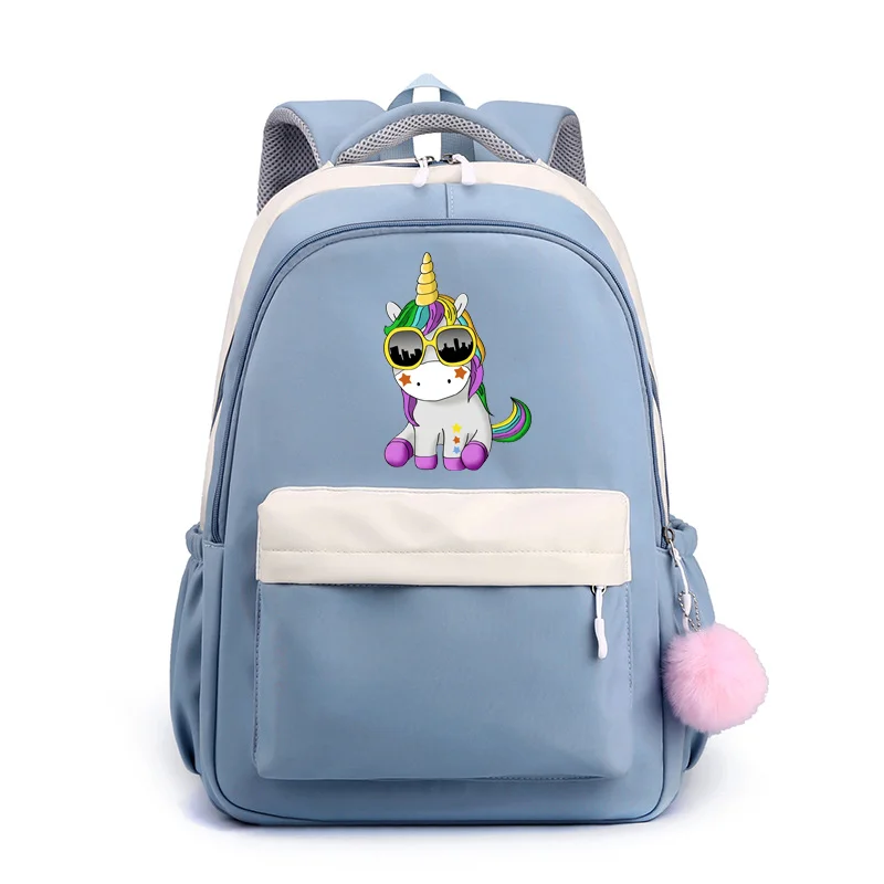 Niedlicher Cartoon-Einhorn-Rucksack für Mädchen und Jungen, coole Einhorn-Schultasche, große Kapazität, Reißverschluss-Rucksack, Einhorn-Rucksäcke