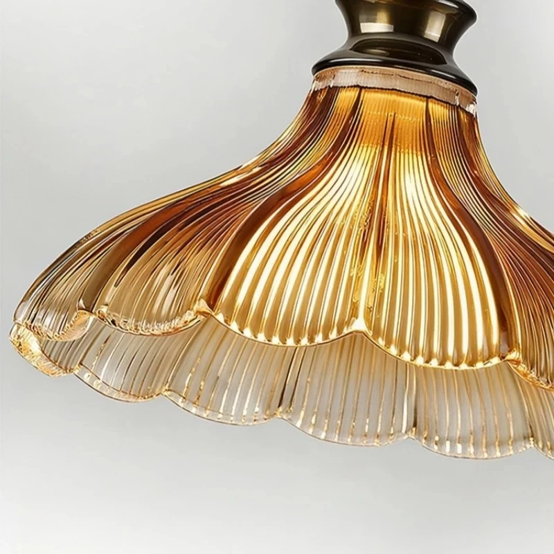 Glass Wood Chandelier Pendant Light Lamp for Bedroom Living Room Home Decorative Fixture