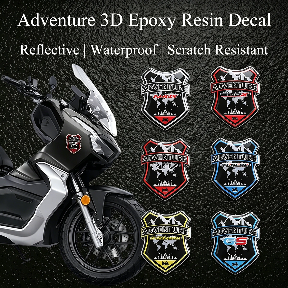 Adventure Emblem 3D Epoxy Resin Motorcycle Stickers Moto Body Windshield Accessories Decals for ADV160 V-Strom GS Tenere 500X