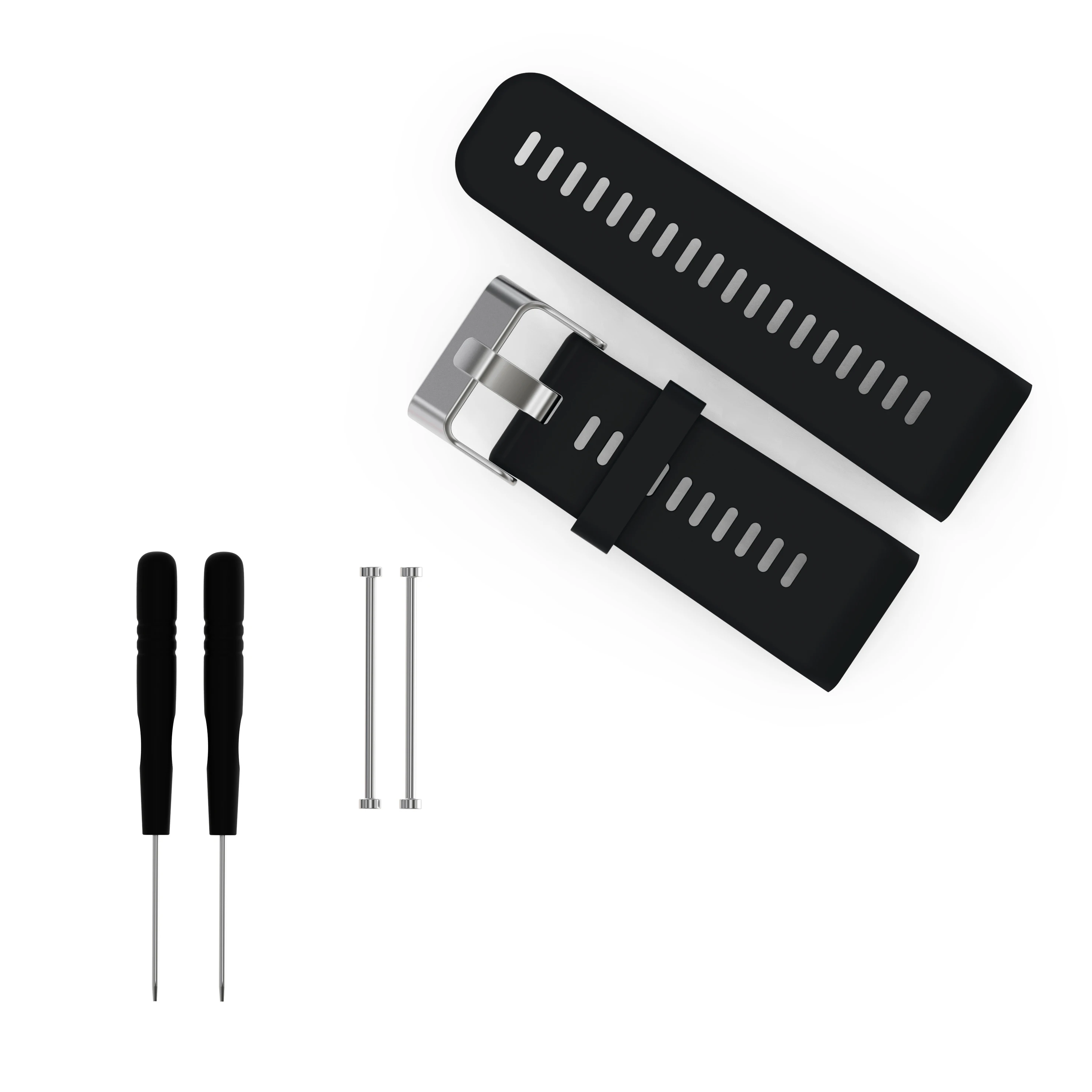 

Metal Buckle Flexible Silicone Watch Band Replacement with Installment Tool Kit for Garmin Vivoactive HR - Black