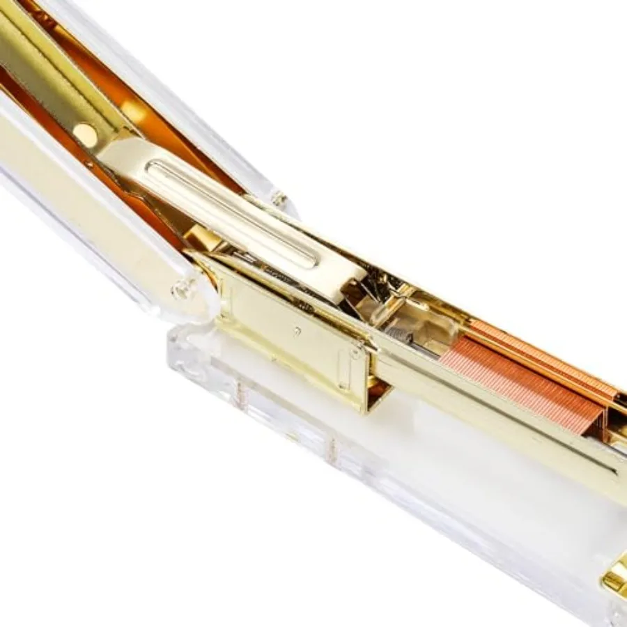 Conjunto de grampeador e dispensador de fita dourada acrílica, acessórios de mesa, material de escritório, inclui removedor de grampos de fita e 1000 peças 24 6 grampos
