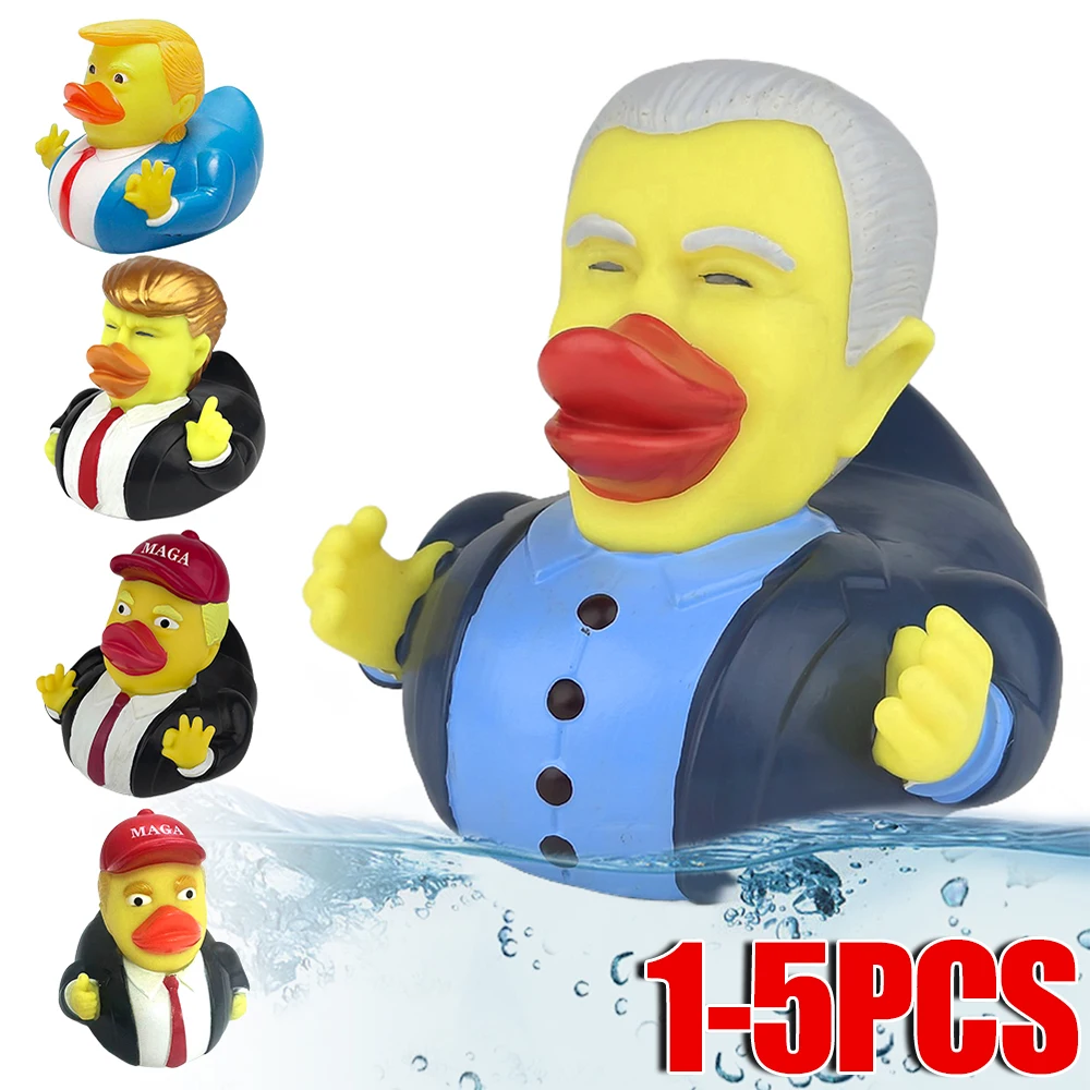 1-5pcs Trump Rubber Duck Squeak Bath Duck Trump Merchandise Rubber Duckies Bathtub Toys for Kids Gift Baby Showers Bath Time