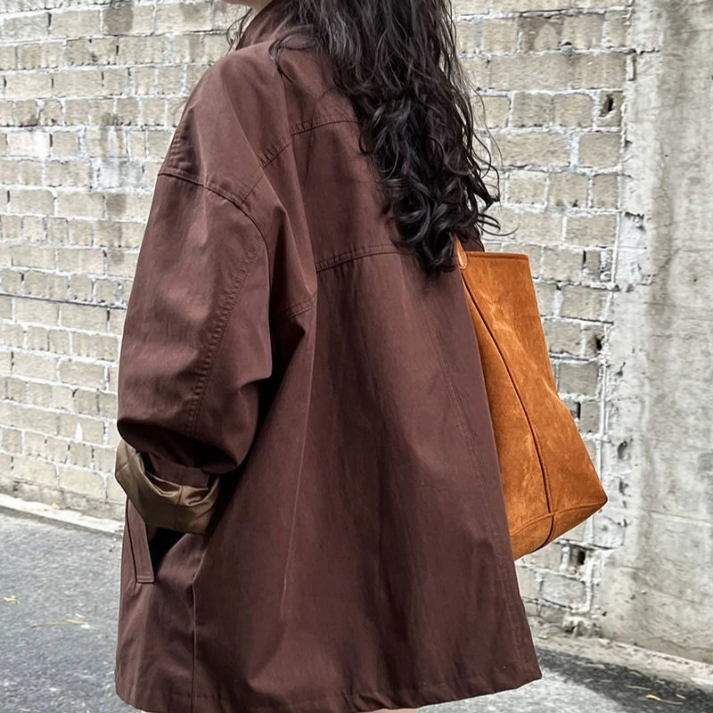 

Women's Trench Coat, Petite, Simple and Versatile, Loose Casual Japanese-Style Military Coat, Autumn 2025 Collection