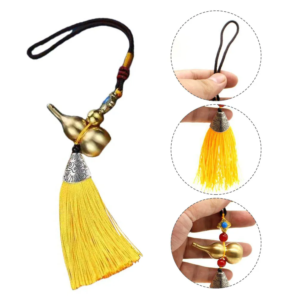 Calabash Gourd Pendant Copper Tassel Hanging Decor Car Interior Home Decor Lucky Symbol Prosperity Joy Feng Shui Ornament