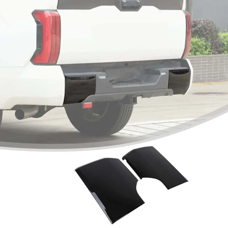 For Toyota Tundra 2022+ ABS glossy black car rear bumper decorative board sticker car exterior protection accessories 2Pcs