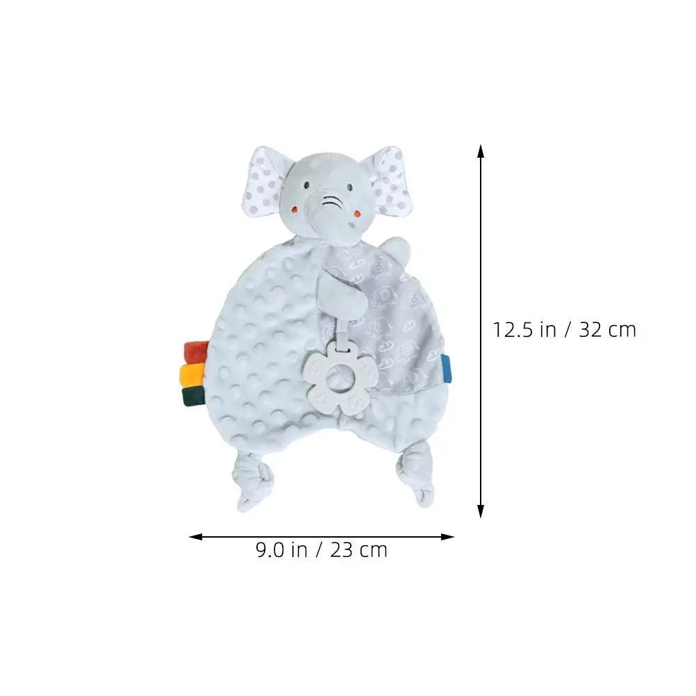 Gray Elephant Security Blanket for Newborns Baby Soothing Comforter Chewable Fabric for Sleep Travel Infant Calming Accessory