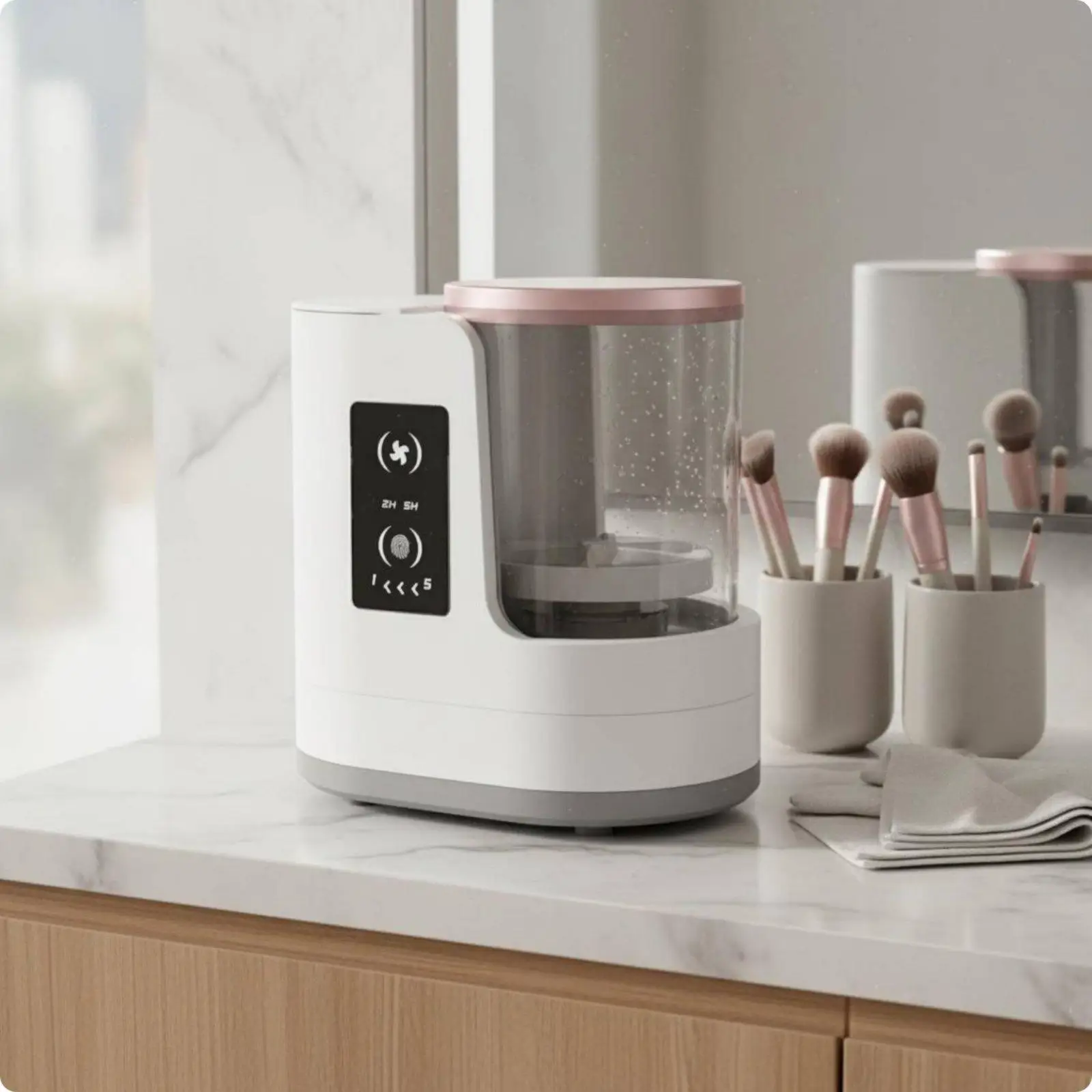 Electric Makeup Brush Cleaner Machine with Case Separate Dry and Wash System for Cosmetic Brush Maintenance