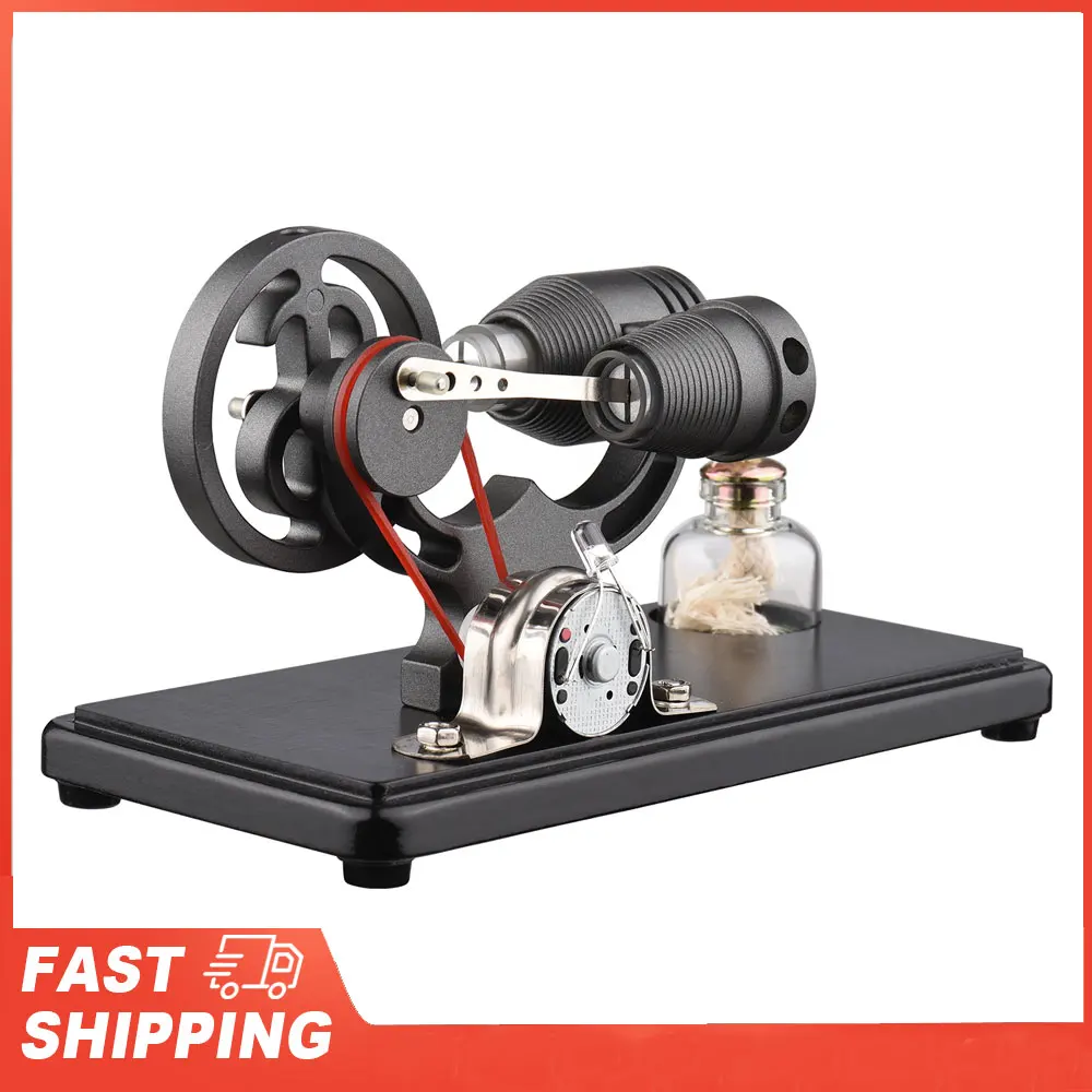 Motor Model LED Light Dollar Flywheel Design Science Experiment DIY Education Toy Hot Air Stirling Engine Electricity Generator