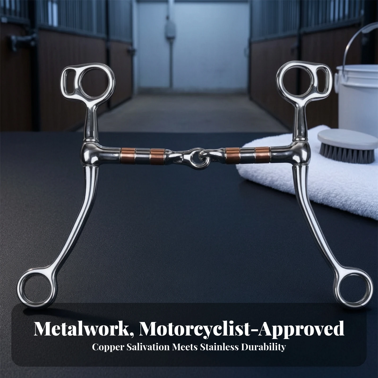 Rotating Horse Bit with Copper Accents Sturdy Jointed Horse Bit with Cheek Pieces Equestrian Equipment Responsive