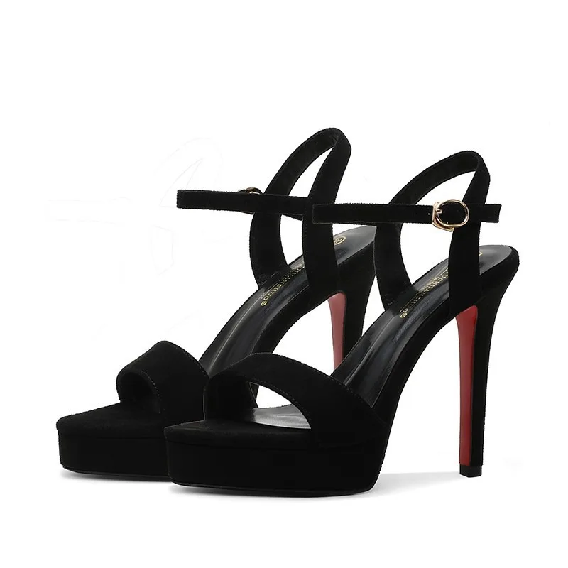 2024 Summer Women 12cm High Heels 3.5cm Platform Red Bottom Sandals Lady Strappy Sandles Nightclub Prom Fetish Oversized Shoes