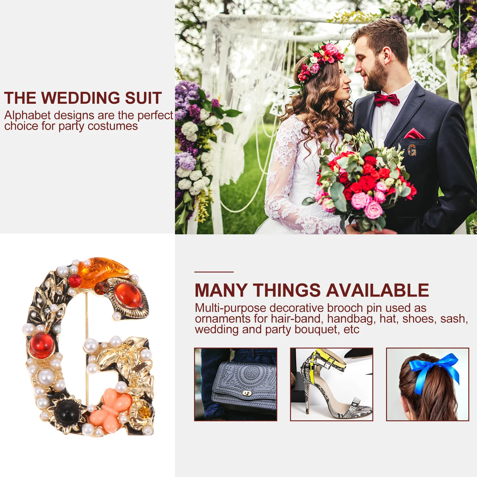 

1Pcs Alloy Letter Brooch Pin Fashion Party Dress Clothes Collar Brooch Unique Costume Decoration for Women Dress Breastpin