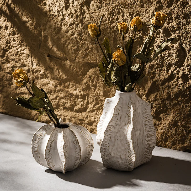 

Simple white ceramic vase decoration, home living room dining table decoration, dried flower planter