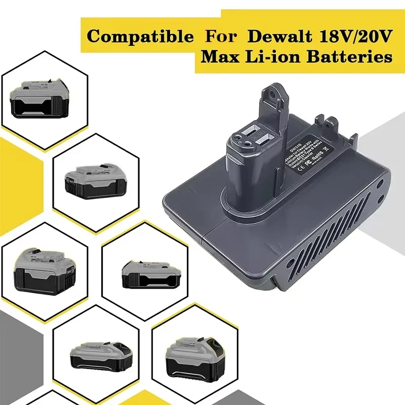 Battery Adapter for Dewalt，20V Battery Convert To For Dyson，Type B DC31 DC34 DC35 DC44 DC45 DC56 DC57 Handheld Vacuum Cleaner