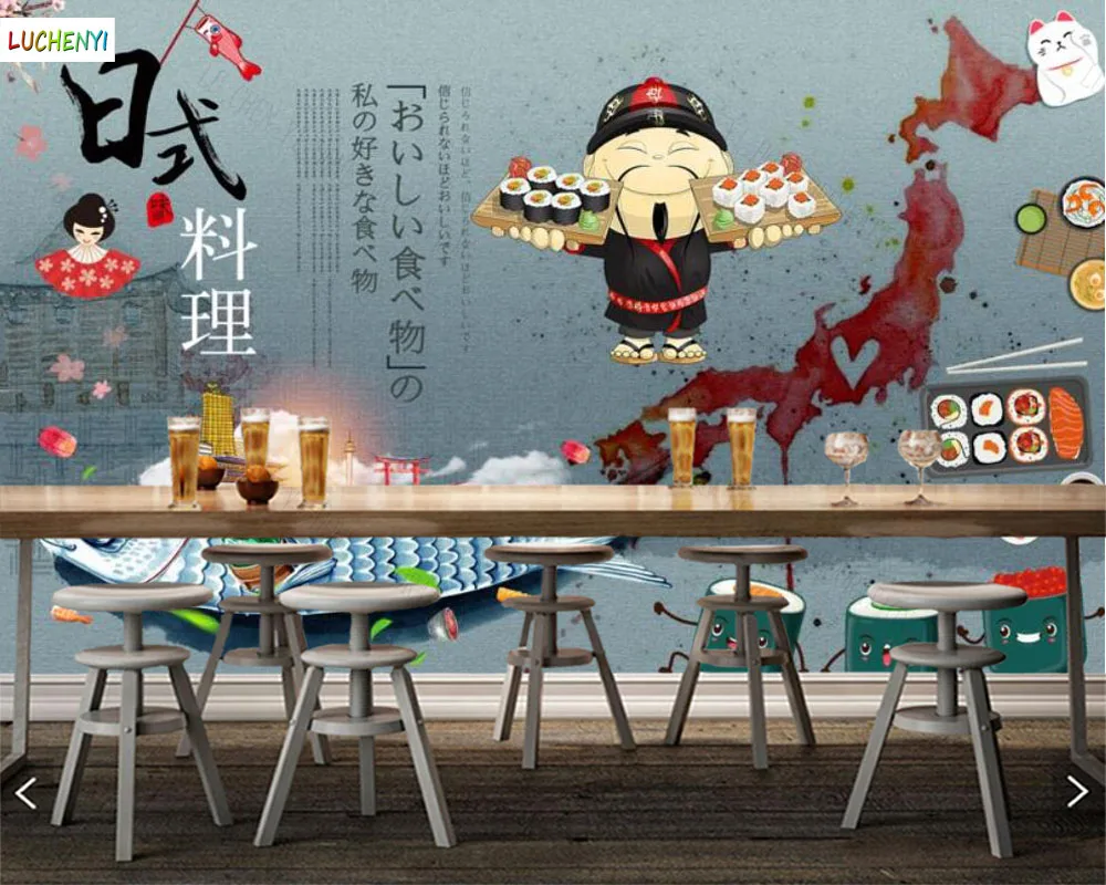 Papel de paredel Japanese restaurant gourmet restaurant sushi dining background wall wallpaper living room   home decoration