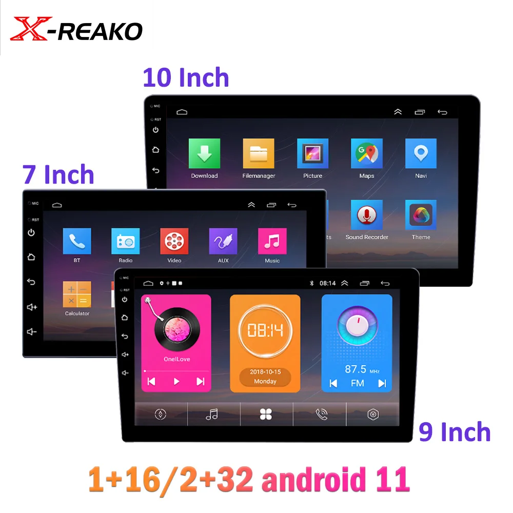 

X-REAKO 2 Din Android 11 Car Radio Autoradio 2+32G 7"/9"/10" Universal WIFI GPS RDS Mirrorlink Car Audio Multimedia Player