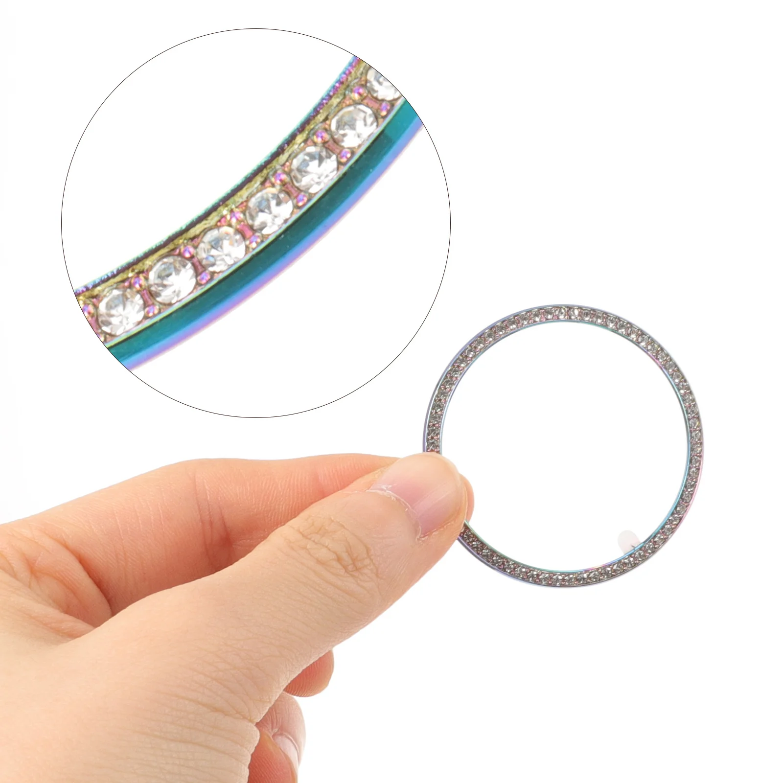 

Zinc Alloy Diamond Zircon Watch Bezel Ring 42mm Bling Stylish Protective Replacement for Watch4 Frame Watch Ring