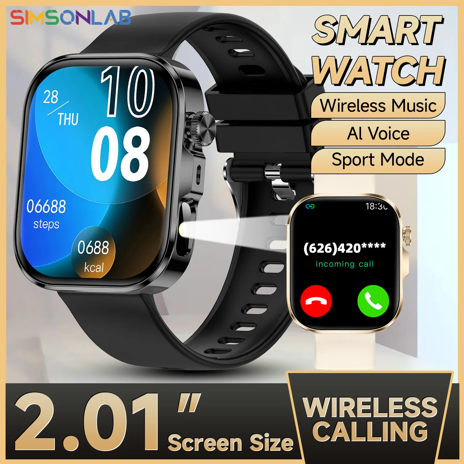 

2026 Новые умные часы с HD-экраном 2.01, AI Voice, беспроводной вызов, индивидуальный циферблат, 120+ спортивных режимов, водонепроницаемые для мужчин, женщин, детей, подарок на выбор