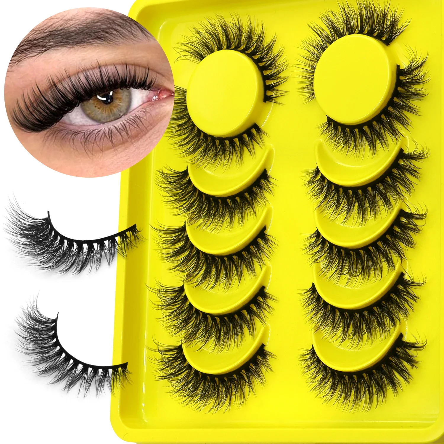 Veltrinay الرموش وهمية القط الرموش ثلاثية الأبعاد فو المنك جلدة رقيق Wispy طويلة سميكة قابلة لإعادة الاستخدام الرموش الصناعية ماكياج