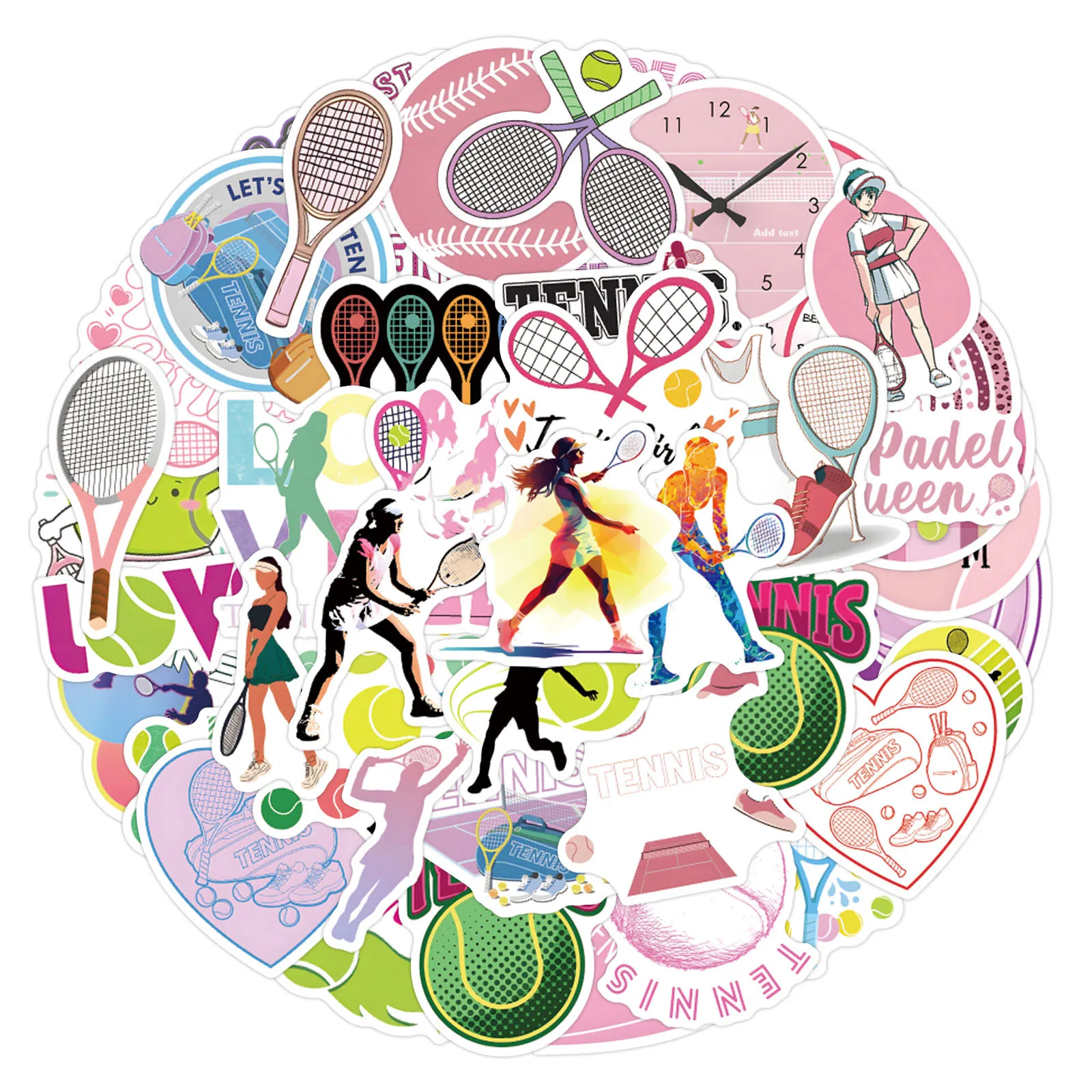 55PCS Pink Tennis Cartoon Stickers Decals DIY Skateboard Water Cup Phone Case Suitcase Laptop Car Cute Graffiti Sticker Gifts