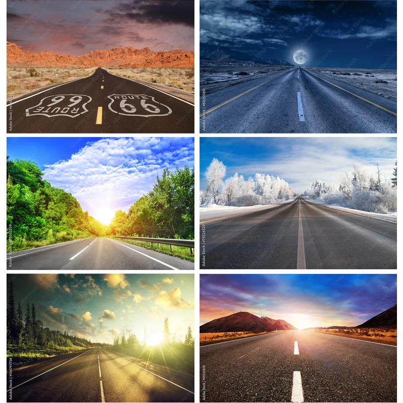 

SHUOZHIKE Highway Nature Scenery Photography Backdrops Travel Landscape Photo Backgrounds Studio Props 211228 GLL-02