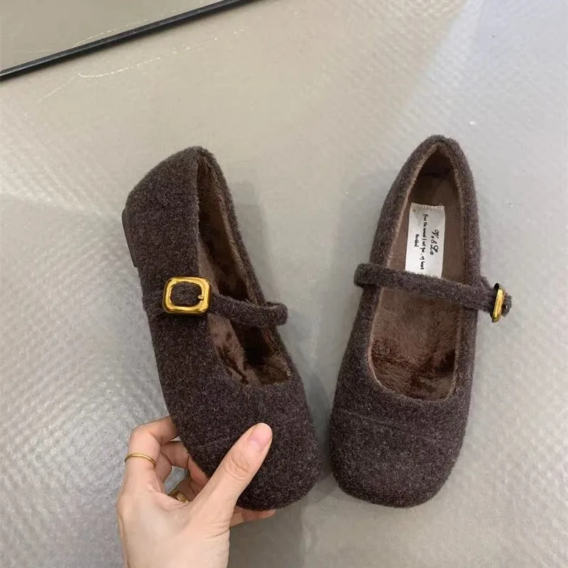 

2025 дизайнерские женские меховые туфли Мэри Джейн, модные туфли на мелкой мягкой подошве, весенне-осенние женские удобные уличные туфли на плоской подошве для ленивых