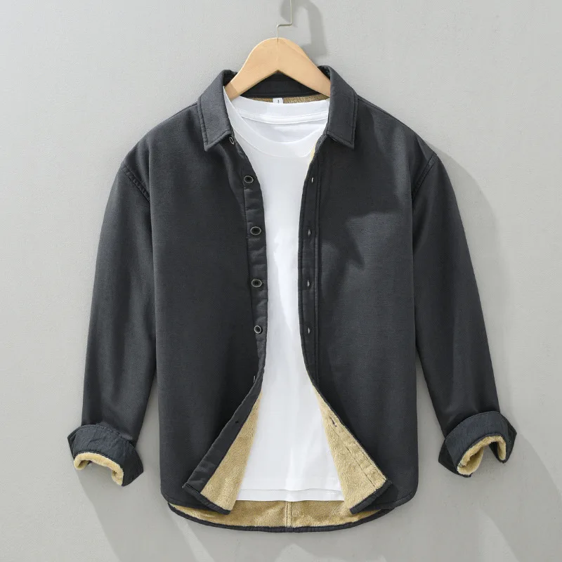 

Winter Linen Long Sve irt Men's Retro Cotton Linen Fce Lined Casual Loose Fit Large Size irt Comfortable Outerwear