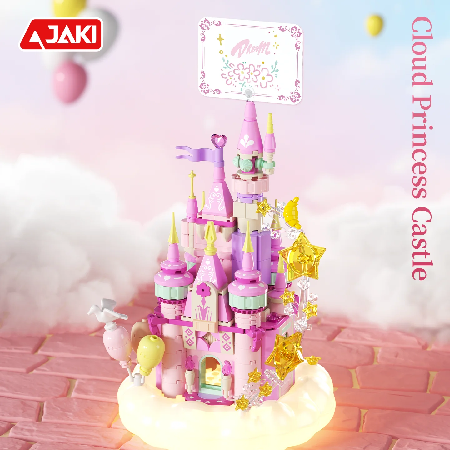 JAKI Light Up Dream Castle MOC Building Blocks LED Princess Castle DIY 3D STEM Educational Toy Girls Birthday Christmas Gift