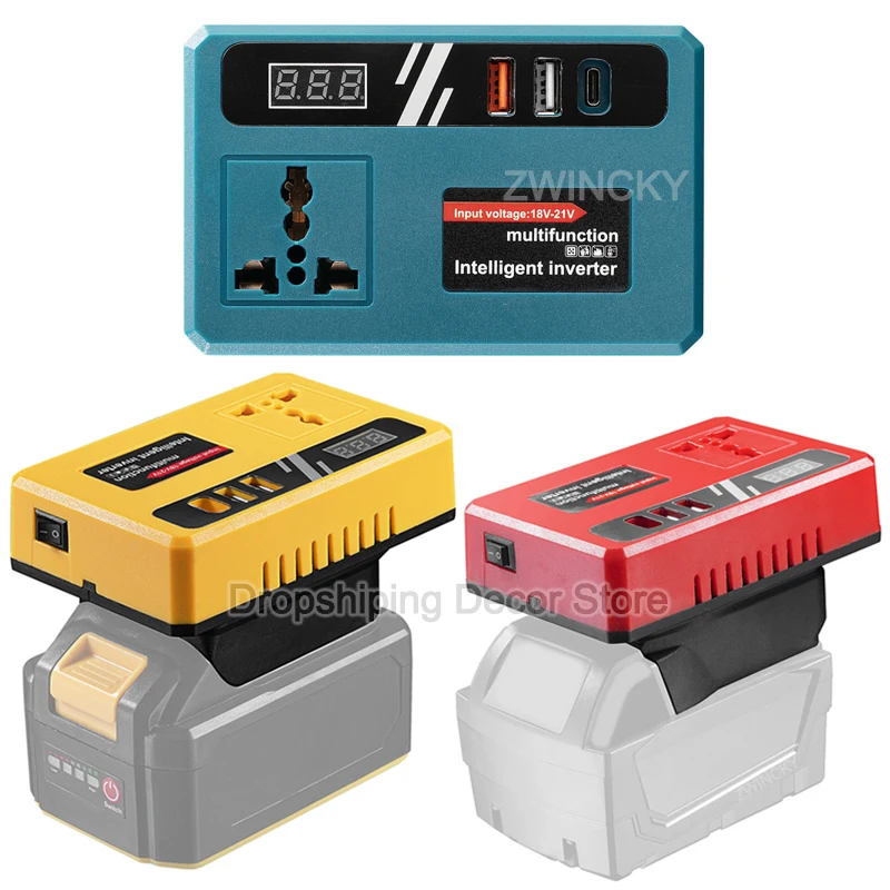 

220 В Многофункциональный интеллектуальный инвертор литиевой батареи для Makita/Dewalt/Milwaukee 18 В литиевая батарея USB Power Bank зарядка