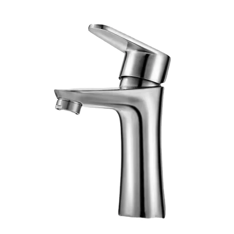 

Black 304 Stainless Steel Small Waist Single Hole Drawing Stainless Steel Cold and Hot Double Basin Faucet