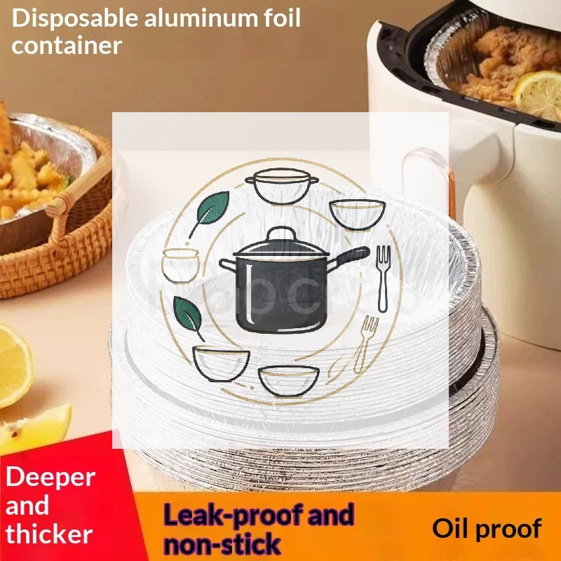 10pcs Aluminium Foil Trays Air Fryer-Specific Foil Trays Food-Grade Household Foil Bowls Disposable Aluminium Foil Trays