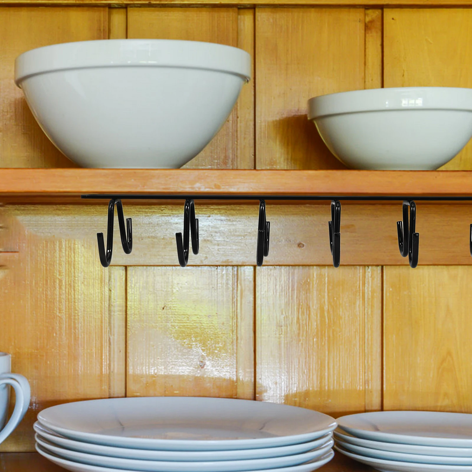 

Sturdy Iron Hook Cup Holder For Kitchen Space-Saving Mug Rack Under Cabinet Coffee Mug Hanger Utensil Organizer Cup