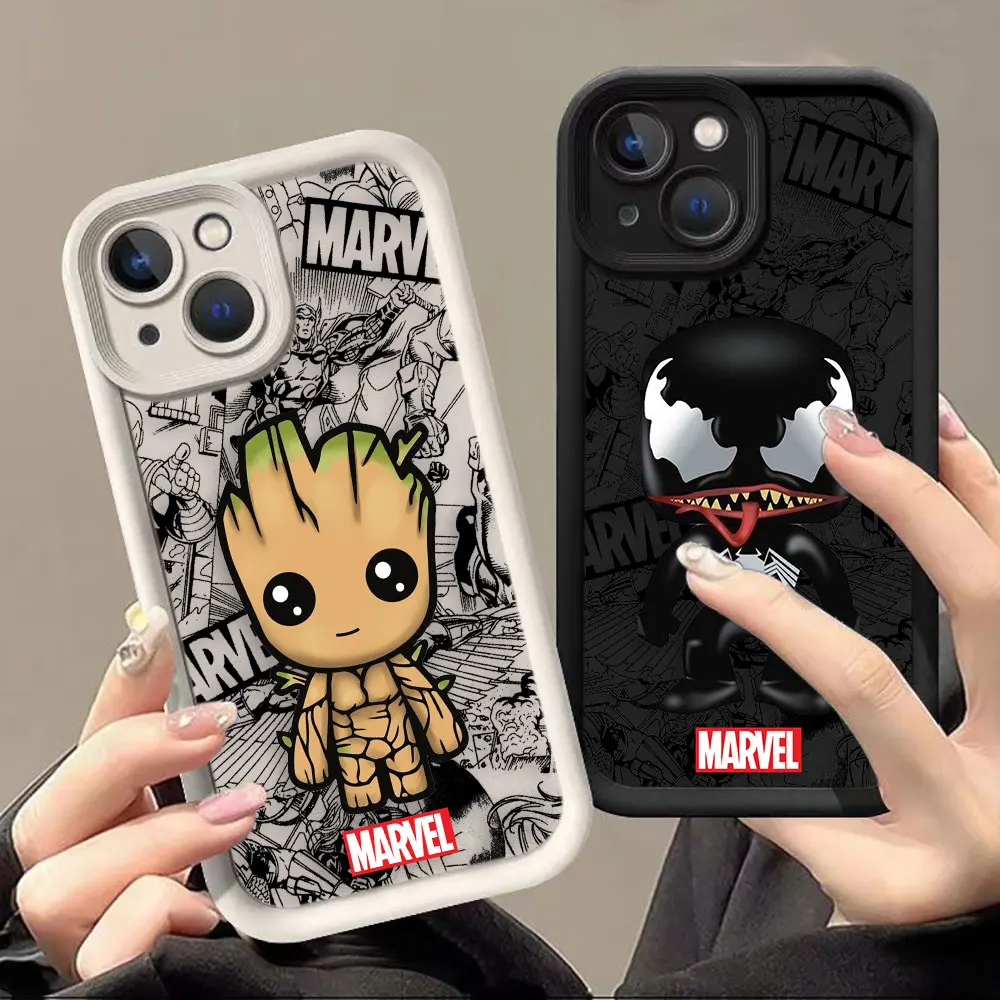 Funda de teléfono con dibujos animados de Marvel Groot Venom para VIVO Y15S, Y19, Y20, Y21, Y22, Y28, Y50, Y51, Y72, Y75, Y76, Y77, Y78, Y81, Y91, Y93, Y100