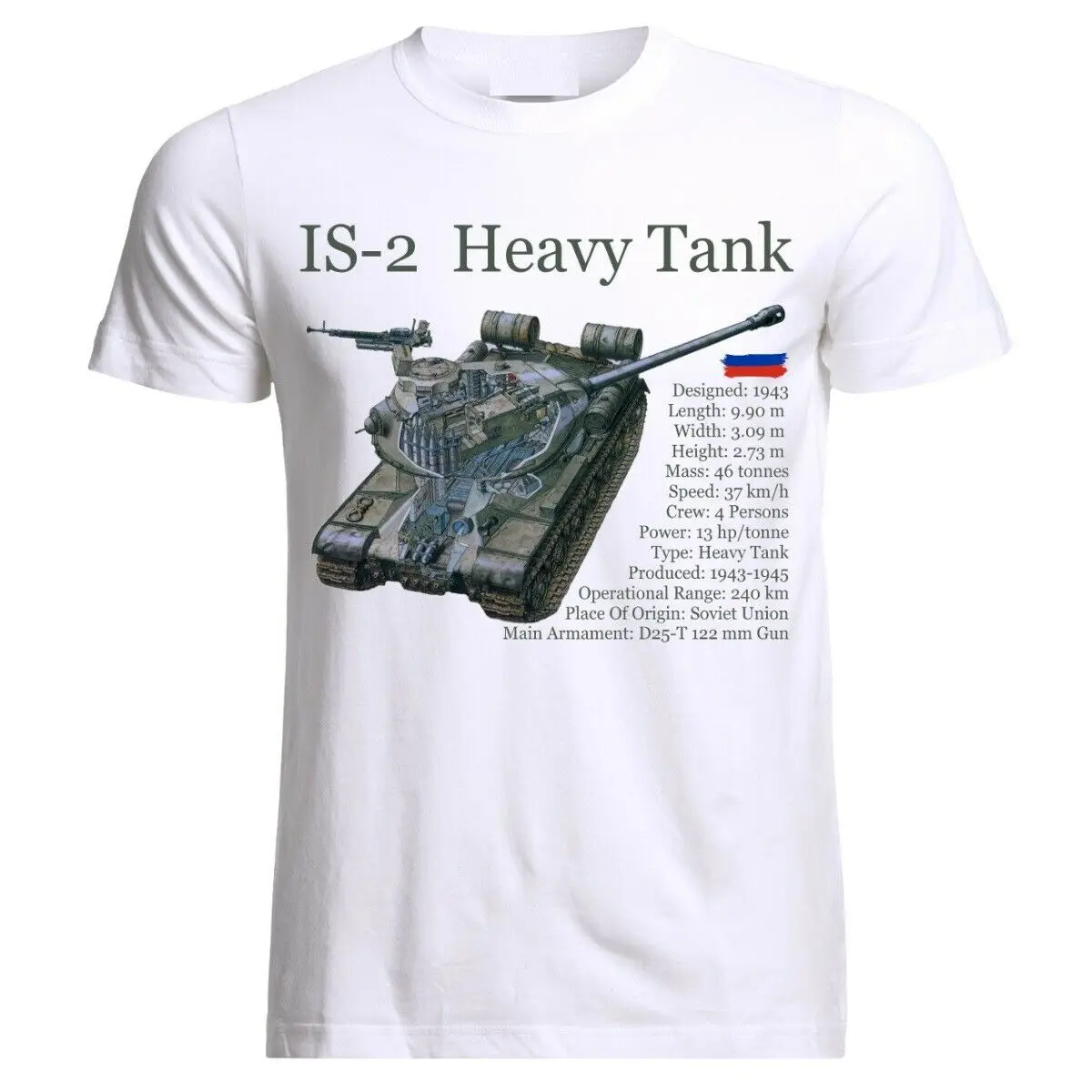 WWII Soviet IS-2 Stalin Heavy Tank T Shirt. New 100% Cotton Short Sleeve O-Neck T-shirt Casual Mens Top