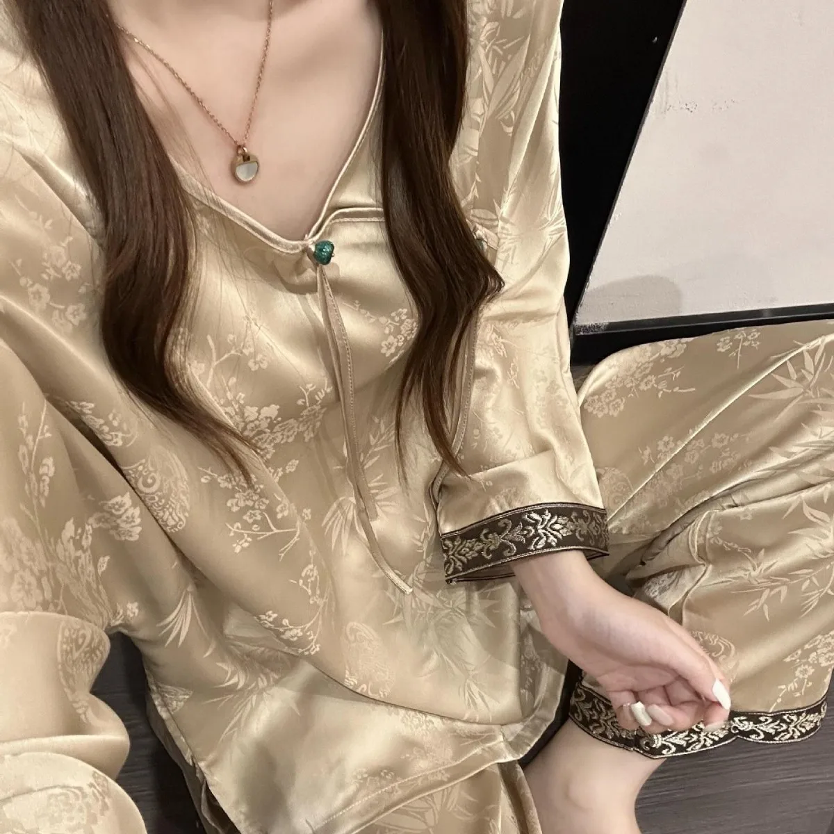 

Комплект шелковых пижам Pjs Setice: женский пижамный комплект, весенне-летняя пижама для женщин, нежный бамбуковый шарм, модная домашняя одежда