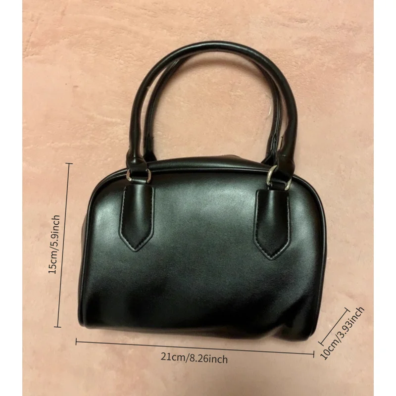 Niche2025New العصرية الأسود والوردي اللون كتلة صغيرة مربعة حقيبة البولينج حقيبة يد المرأة بوسطن حقيبة حقيبة كروسبودي #3