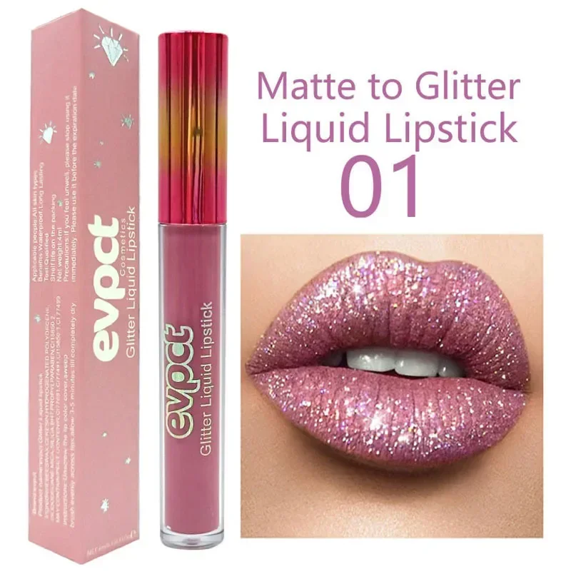 À prova dwaterproof água diamante shimmer glitter brilho labial 15 cores fosco brilho batom líquido diamante pérola cor brilho labial sexy compõem