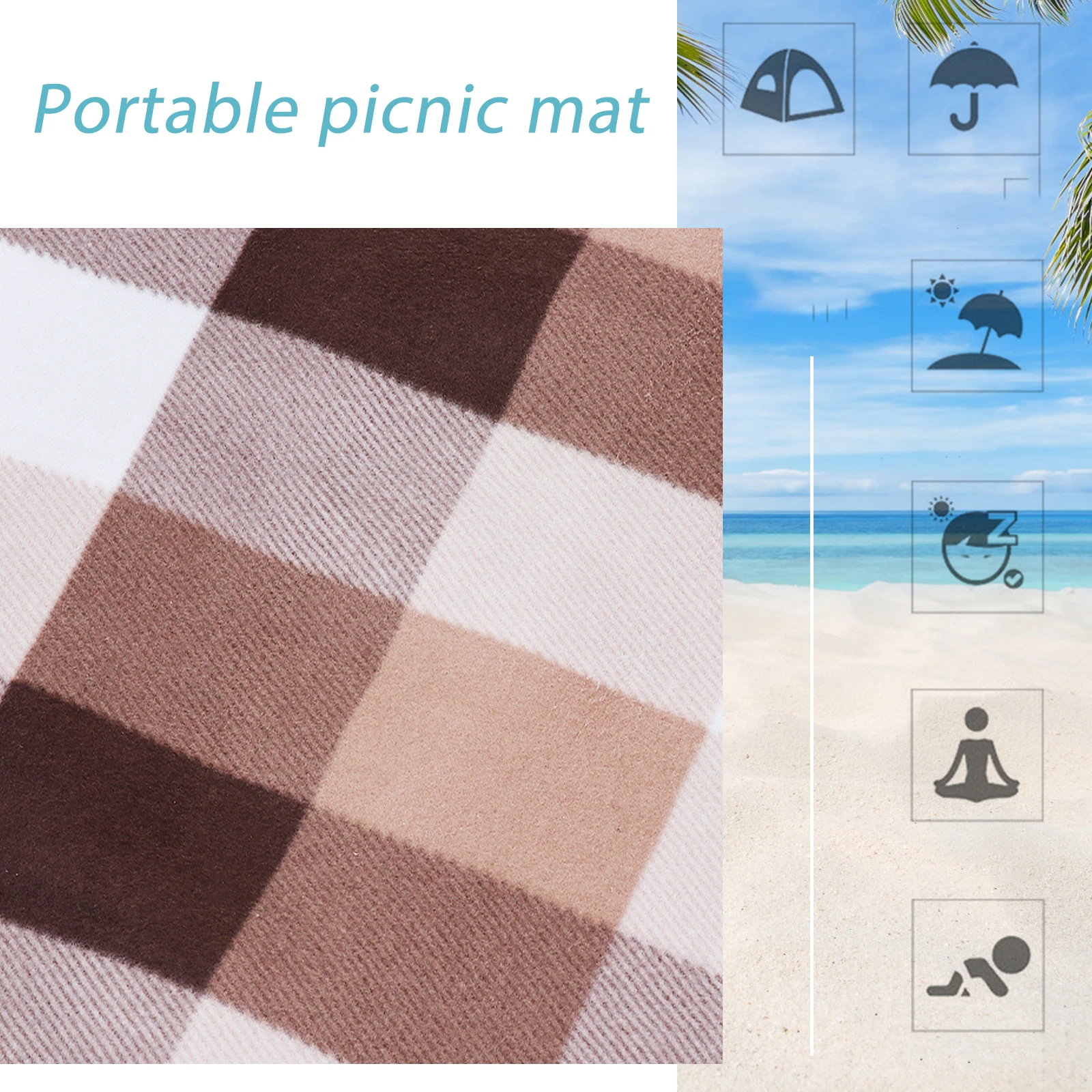 

Picnic Mat Waterproof Camping Thick Beach Pad Cushion Outdoor Coffee Grid Premium Durable Practical Bright Colors Family