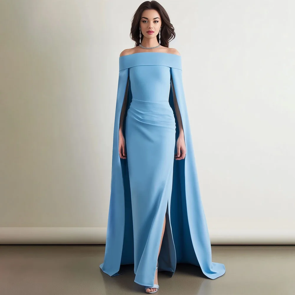 

High Quality Customized Strapless Blue Ankle Length Cap Sleeve Vestidos De Mujer Elegantes Para Fiesta 2025 فساتين حفلات Dress