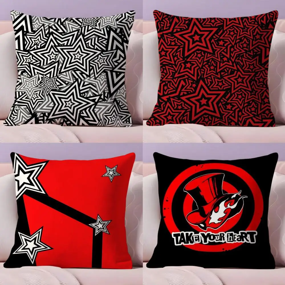 

Cartoon P_P-PersonaS 5 Pillow Case Short Plush Double-Sided Printing Home Machine Washable in Warm Winter Cushion Cover