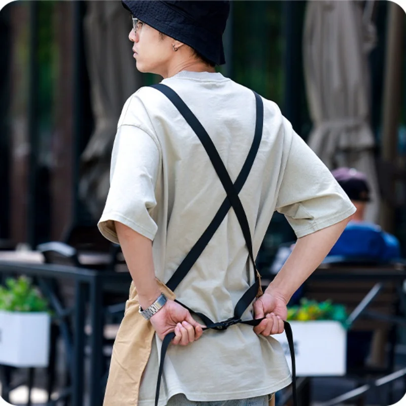 Casual Long Men's and Women's Work Aprons Breathable Waterproof Cross Back Straps Overalls for Coffee Shop Art Room