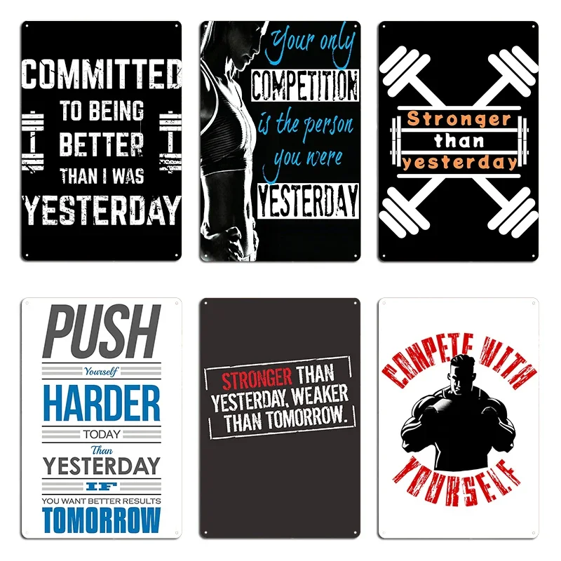 Gym Motivation Workout Motivational Quote Weight Lifting Competition Metal Vintage Customize Wall Decor Cave Tin Sign Poster