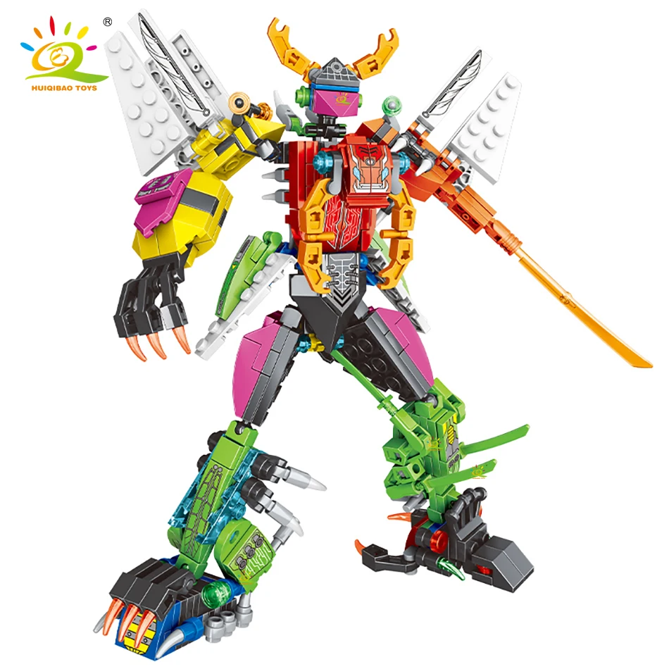 HUIQIBAO 8IN1 456PCS City Insect Assault Deformation Robot Truck Building Blocks Construction Bricks Set Toy Children Gift